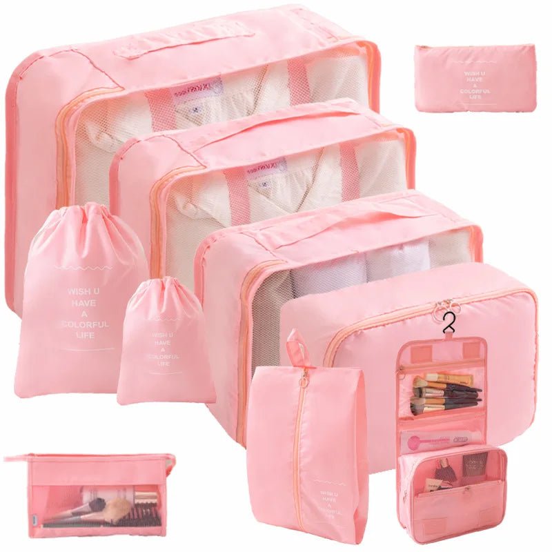10/7 Pcs Set Travel Organizer Storage Bags Suitcase Packing Cubes Cases Portable Wardrobe Luggage Clothes Shoe Pouch Fold - Skybound Travel