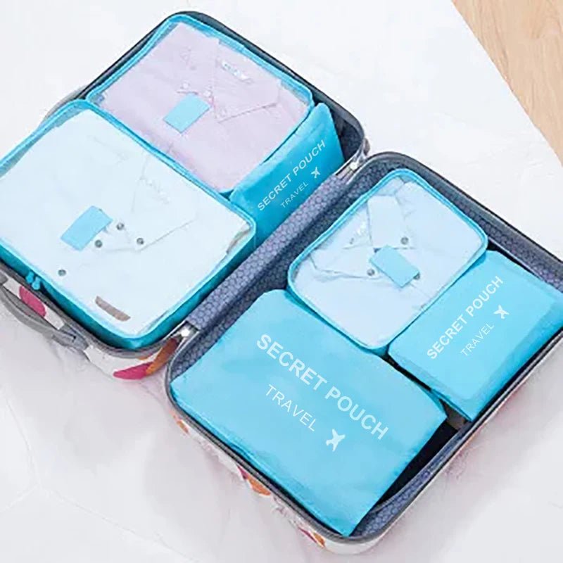 6 Pcs/Set Pink/Blue/Grey Travel Storage Bag Large Capacity Waterproof Luggage Clothing Underwear Storage Bag Bag With Zipper - Skybound Travel