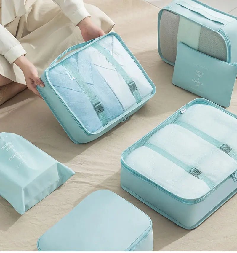 10/7 Pcs Set Travel Organizer Storage Bags Suitcase Packing Cubes Cases Portable Wardrobe Luggage Clothes Shoe Pouch Fold - Skybound Travel