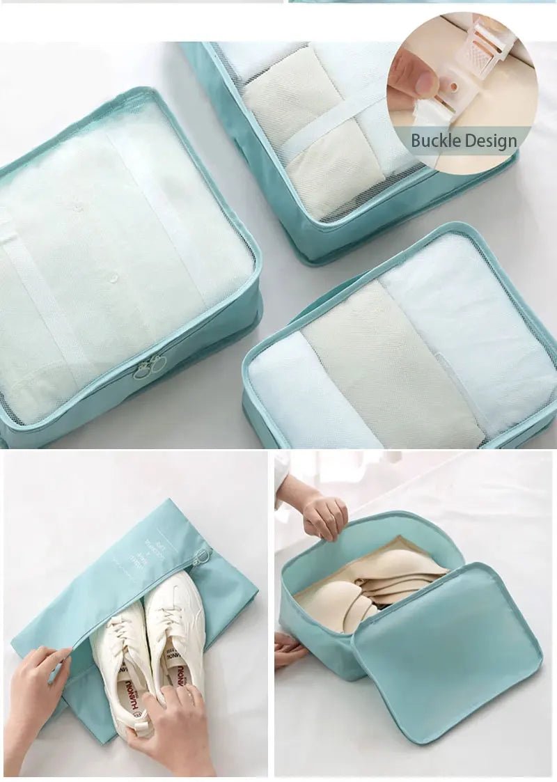 10/7 Pcs Set Travel Organizer Storage Bags Suitcase Packing Cubes Cases Portable Wardrobe Luggage Clothes Shoe Pouch Fold - Skybound Travel