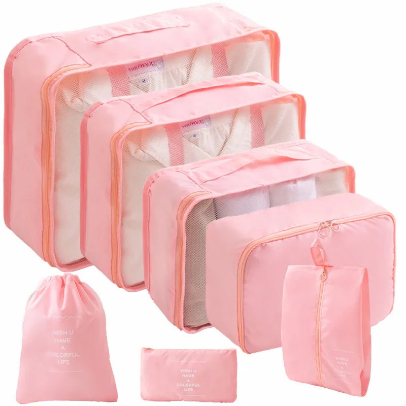 10/7 Pcs Set Travel Organizer Storage Bags Suitcase Packing Cubes Cases Portable Wardrobe Luggage Clothes Shoe Pouch Fold - Skybound Travel