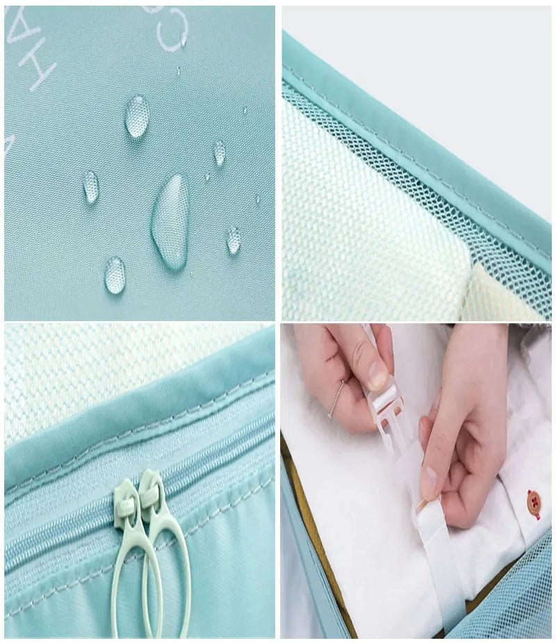 10/7 Pcs Set Travel Organizer Storage Bags Suitcase Packing Cubes Cases Portable Wardrobe Luggage Clothes Shoe Pouch Fold - Skybound Travel