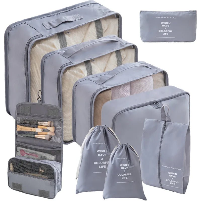 10/7 Pcs Set Travel Organizer Storage Bags Suitcase Packing Cubes Cases Portable Wardrobe Luggage Clothes Shoe Pouch Fold - Skybound Travel