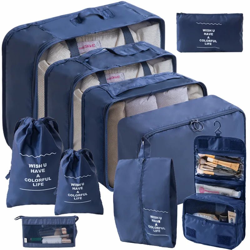 10/7 Pcs Set Travel Organizer Storage Bags Suitcase Packing Cubes Cases Portable Wardrobe Luggage Clothes Shoe Pouch Fold - Skybound Travel