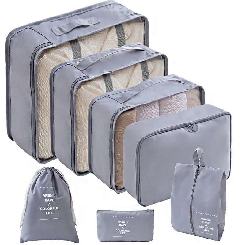10/7 Pcs Set Travel Organizer Storage Bags Suitcase Packing Cubes Cases Portable Wardrobe Luggage Clothes Shoe Pouch Fold - Skybound Travel