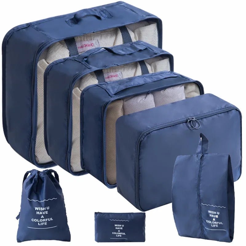 10/7 Pcs Set Travel Organizer Storage Bags Suitcase Packing Cubes Cases Portable Wardrobe Luggage Clothes Shoe Pouch Fold - Skybound Travel