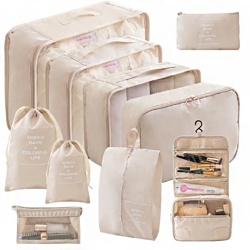 10/7 Pcs Set Travel Organizer Storage Bags Suitcase Packing Cubes Cases Portable Wardrobe Luggage Clothes Shoe Pouch Fold - Skybound Travel
