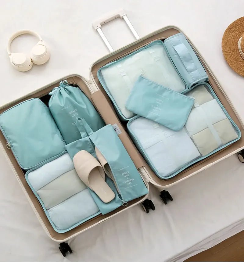 10/7 Pcs Set Travel Organizer Storage Bags Suitcase Packing Cubes Cases Portable Wardrobe Luggage Clothes Shoe Pouch Fold - Skybound Travel