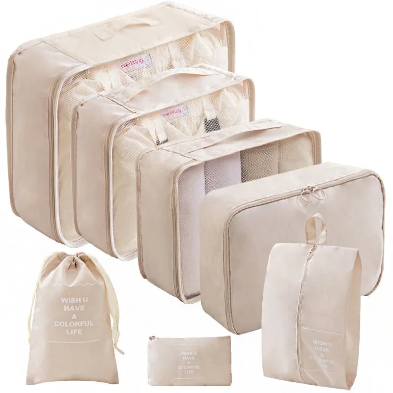 10/7 Pcs Set Travel Organizer Storage Bags Suitcase Packing Cubes Cases Portable Wardrobe Luggage Clothes Shoe Pouch Fold - Skybound Travel