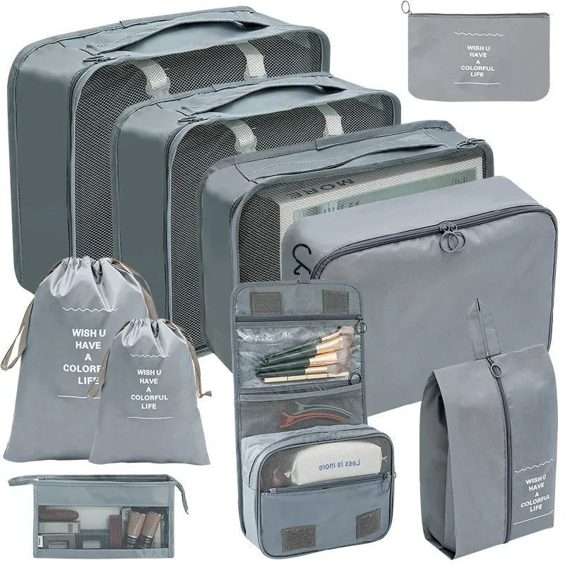 10/7 Pcs Set Travel Organizer Storage Bags Suitcase Packing Cubes Cases Portable Wardrobe Luggage Clothes Shoe Pouch Fold - Skybound Travel
