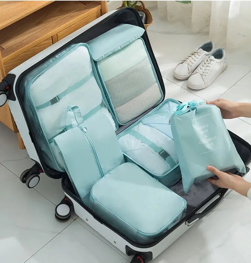 10/7 Pcs Set Travel Organizer Storage Bags Suitcase Packing Cubes Cases Portable Wardrobe Luggage Clothes Shoe Pouch Fold - Skybound Travel