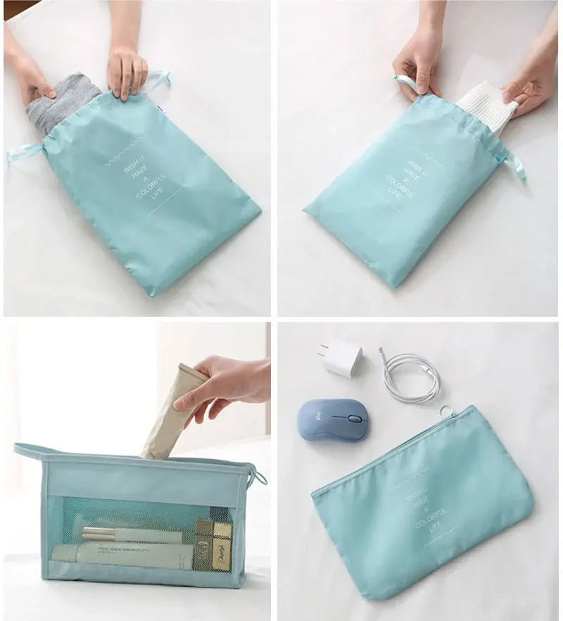 10/7 Pcs Set Travel Organizer Storage Bags Suitcase Packing Cubes Cases Portable Wardrobe Luggage Clothes Shoe Pouch Fold - Skybound Travel