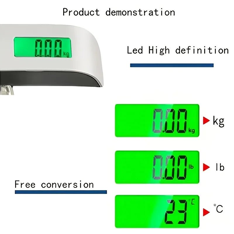 110lb/50kg Portable Scale Digital LCD Display Electronic Luggage Hanging Suitcase Travel Weighs Baggage Bag Weight Balance Tools - Skybound Travel