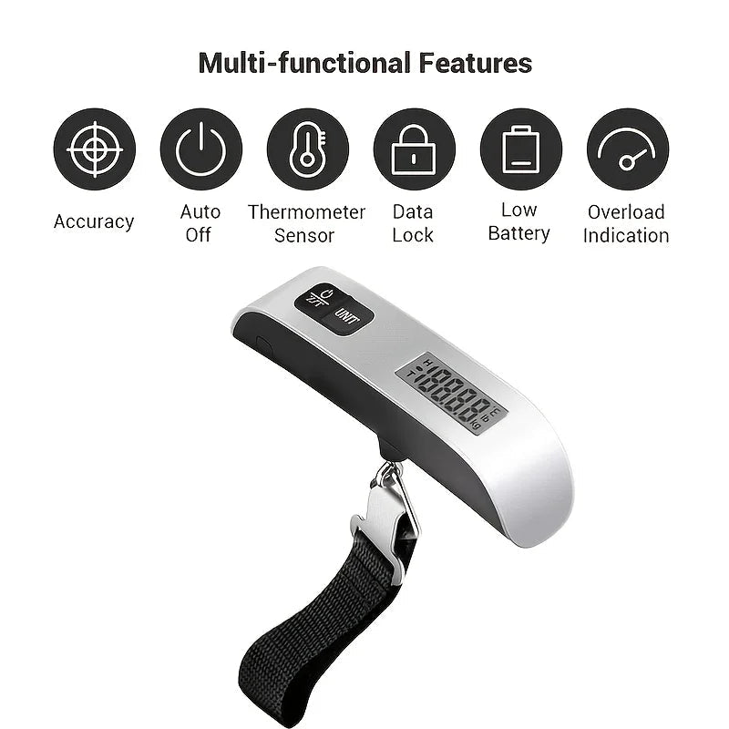 110lb/50kg Portable Scale Digital LCD Display Electronic Luggage Hanging Suitcase Travel Weighs Baggage Bag Weight Balance Tools - Skybound Travel