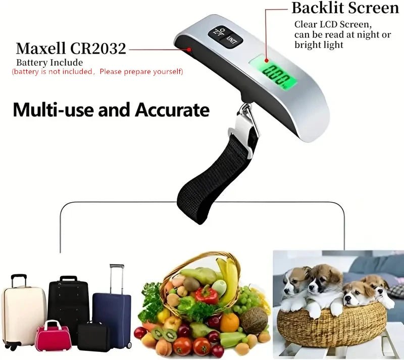 110lb/50kg Portable Scale Digital LCD Display Electronic Luggage Hanging Suitcase Travel Weighs Baggage Bag Weight Balance Tools - Skybound Travel