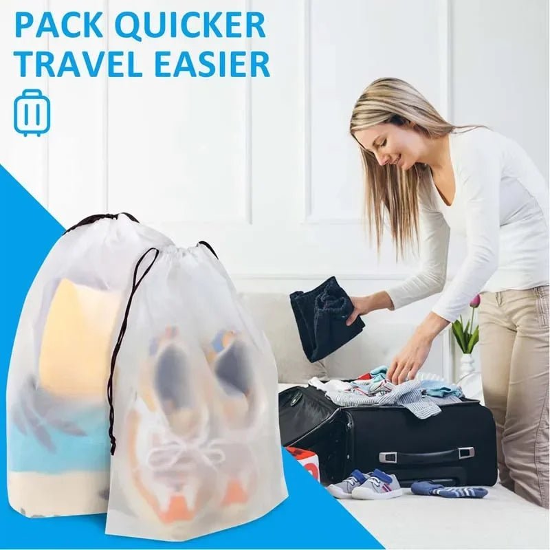 5/10PCS Portable Shoe Storage Drawstring Storage Bag for Sundries Travel Makeup Bag Waterproof Transparent Plastic Storage Bag - Skybound Travel