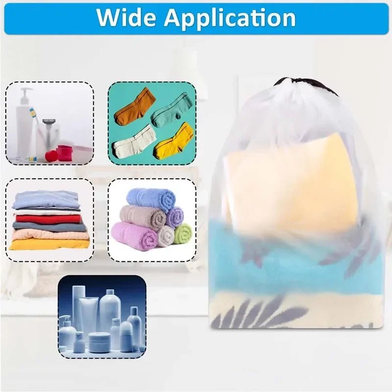 5/10PCS Portable Shoe Storage Drawstring Storage Bag for Sundries Travel Makeup Bag Waterproof Transparent Plastic Storage Bag - Skybound Travel