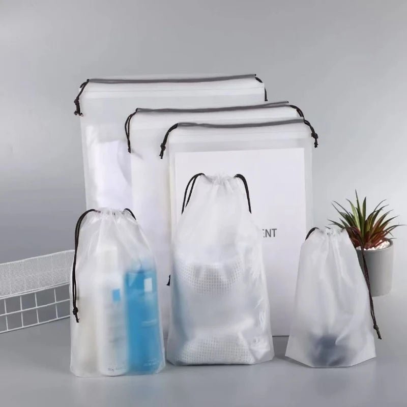 5/10PCS Portable Shoe Storage Drawstring Storage Bag for Sundries Travel Makeup Bag Waterproof Transparent Plastic Storage Bag - Skybound Travel