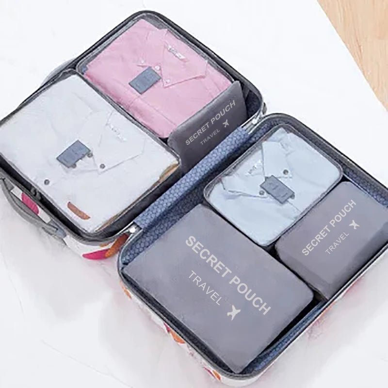6 Pcs/Set Pink/Blue/Grey Travel Storage Bag Large Capacity Waterproof Luggage Clothing Underwear Storage Bag Bag With Zipper - Skybound Travel