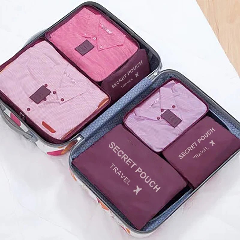 6 Pcs/Set Pink/Blue/Grey Travel Storage Bag Large Capacity Waterproof Luggage Clothing Underwear Storage Bag Bag With Zipper - Skybound Travel