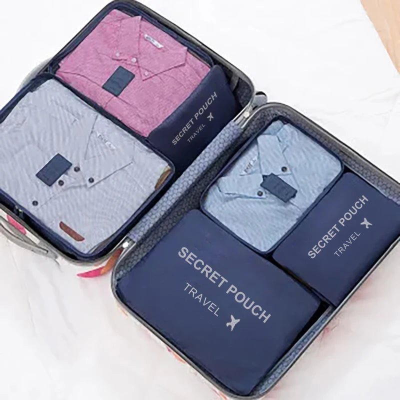 6 Pcs/Set Pink/Blue/Grey Travel Storage Bag Large Capacity Waterproof Luggage Clothing Underwear Storage Bag Bag With Zipper - Skybound Travel