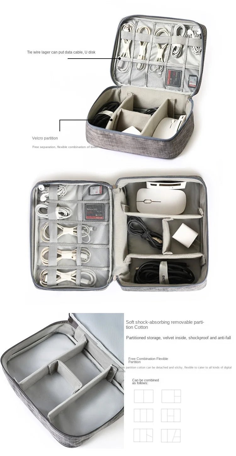 Cable Storage Bag Waterproof Digital Electronic Organizer Portable USB Data Line Charger Plug Storage Bag Travel Cable Organizer - Skybound Travel